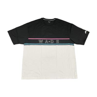 Li Ning Wade Series Color Block Letter Logo Print Loose Round Neck Short Sleeve T-Shirt Men Tops Black White AHSQ395-1