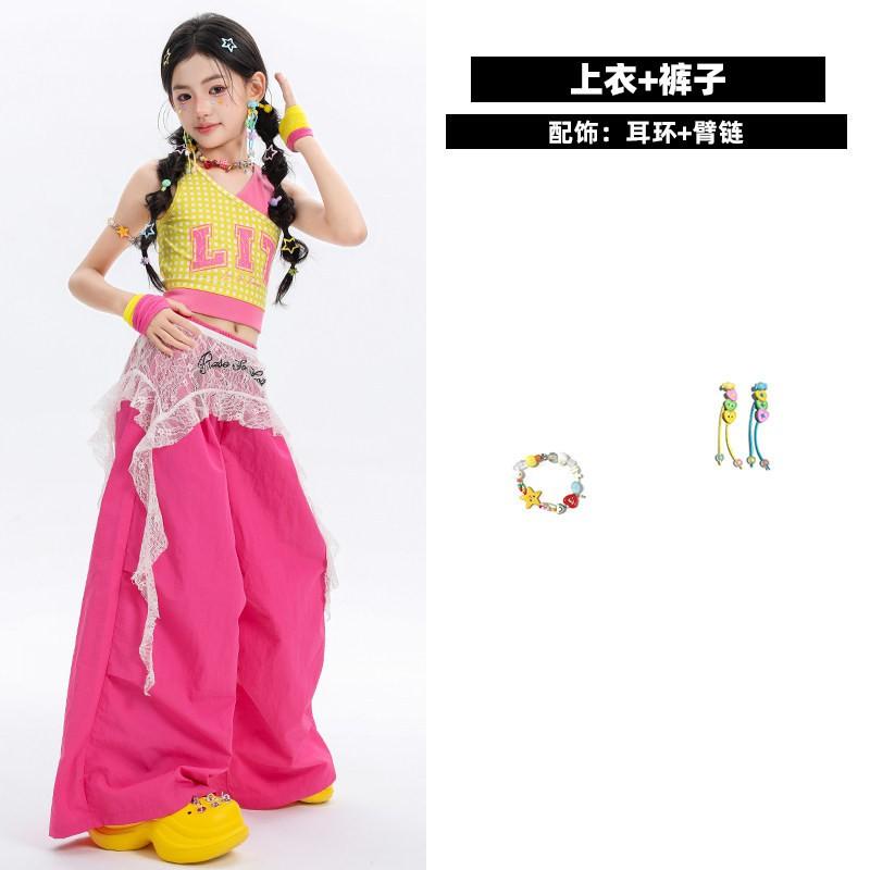 Girls Jazz Dance Costume Kids Performance Outfit Trendy Streetwear Style