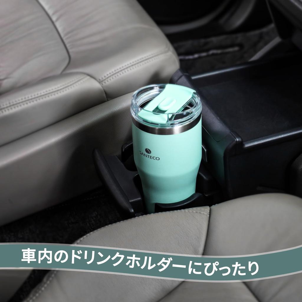 SANTECO ESCAPE with Lid and Large Keeps Drinks Hot or Stainless Vacuum Wide Mouth Green Tumbler, 590ml, Straw, Capacity, Cold, Stylish, 18/8 Steel,