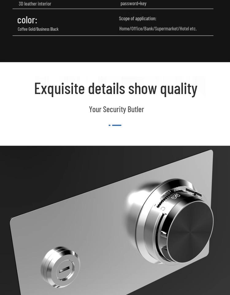 Onaisi 45cm All-Steel Home Safe with Mechanical Lock and Key, Anti-Theft Design