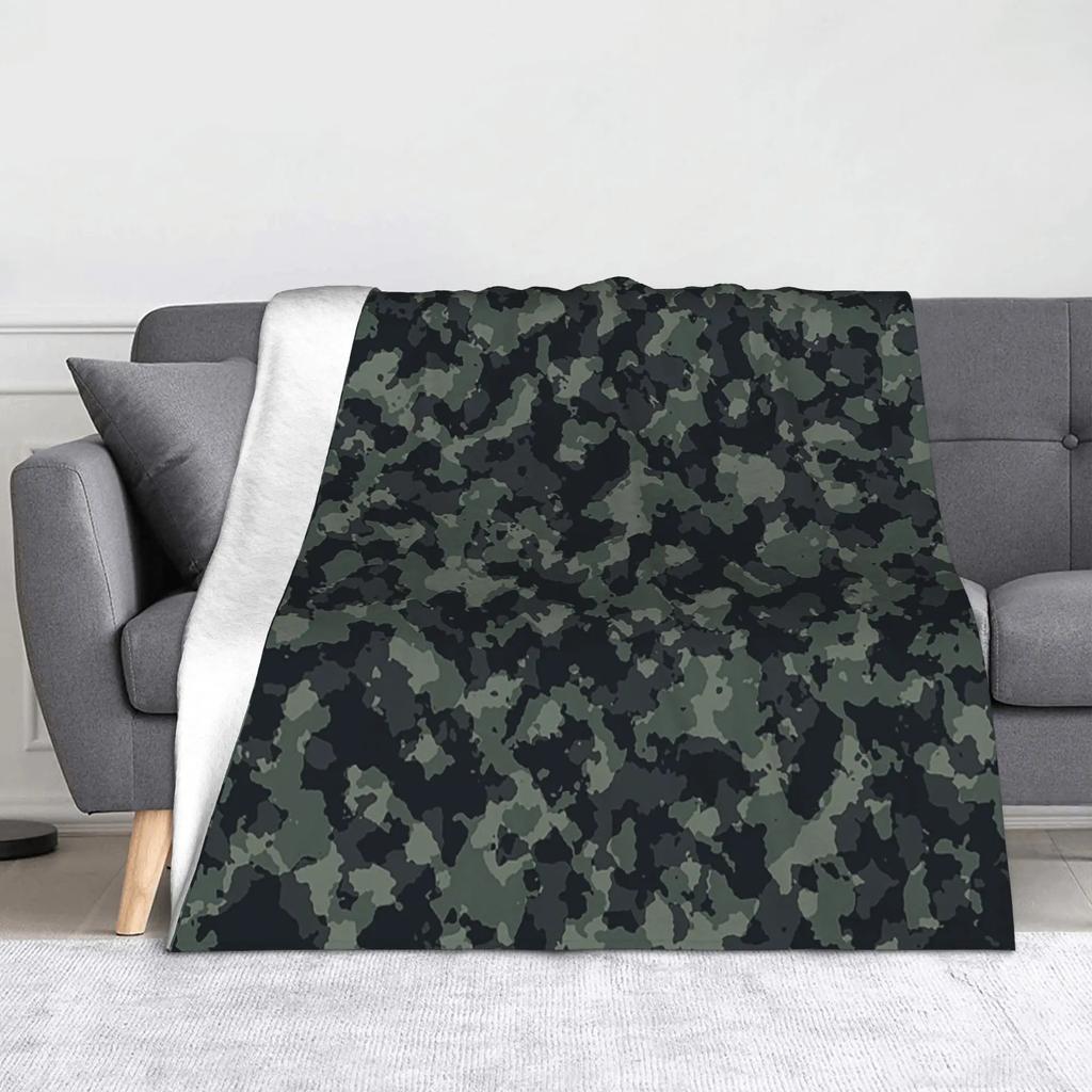 Camo Camouflage Flannel Throw Blankets Sea Texture Blanket for Bed Outdoor Lightweight Thin Plush Thin Quilt