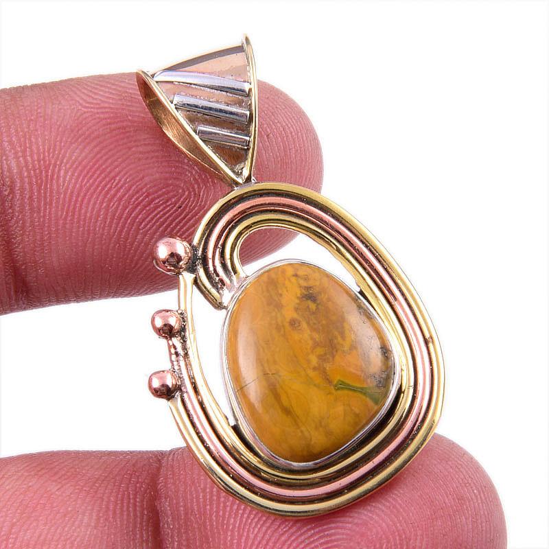 

Natural Ocean Jasper 925 Solid Sterling Silver TwoTone Gift Pendant 1.50 c8Q73