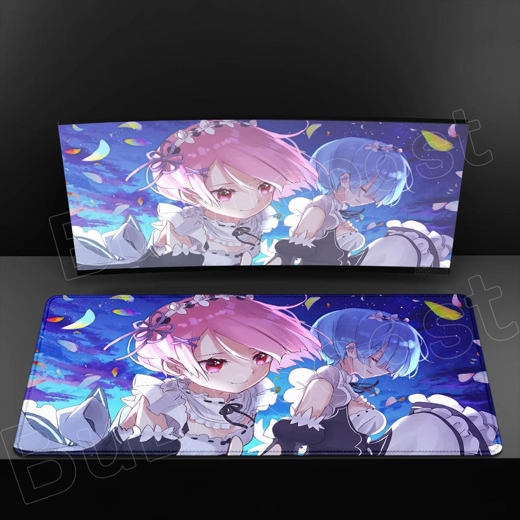 Süßes Re Zero Rem Lem Mauspads Spiel HD-Druck XXL-Mauspad Großes Computer-Laptop-Nicht-rutschfestes Tastatur-Schreibtischunterlage Anime-Mädchen Schreibtischunterlage