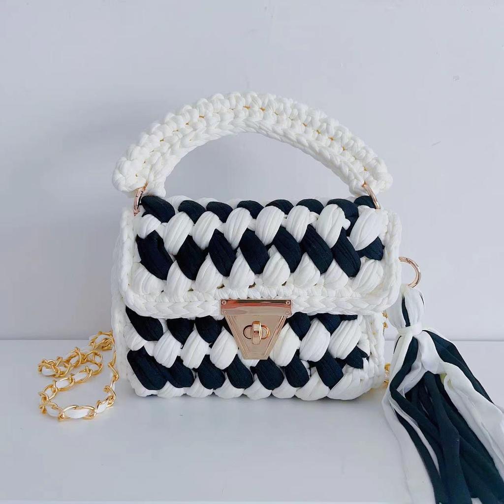 Hyuna Fashionable Korean-Japanese Crochet Chain Crossbody Bag - Versatile Handmade Colorful Bag