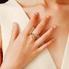 Ying Tai 18k Gold-Plated Two-Tone Titanium Steel Open Women's Ring - Stainless, Elegant, Non-Fading