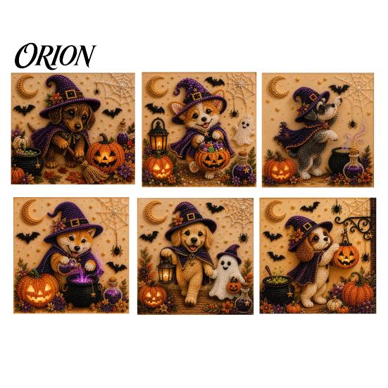 Clean Paint Free Art Set Halloween Faux Pearl Painting Kit, Puppy Ghost 3D Craft Unique Handmade Gift Idea for Adults Beginners, Home Wall Decor, DIY