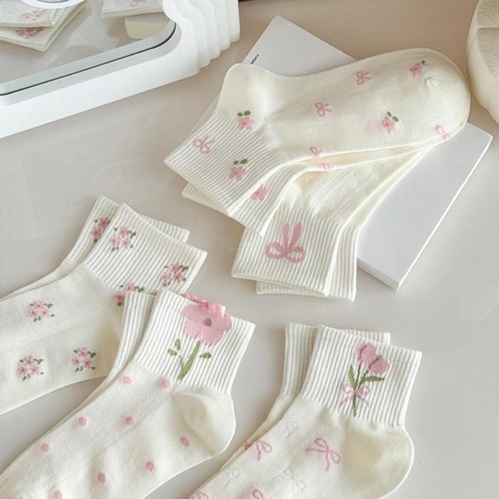 Low Cut Japanese Women's Socks Cute Floral Socks Comfortable Short Tube Socks  Spring Summer