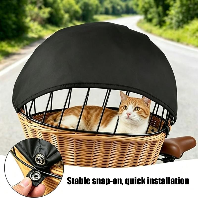 Dark Cloth Pet Bike Basket Cover, Corner Cord Shade Panel for Open Basket Travel and Quick Put-Away Between Pauses