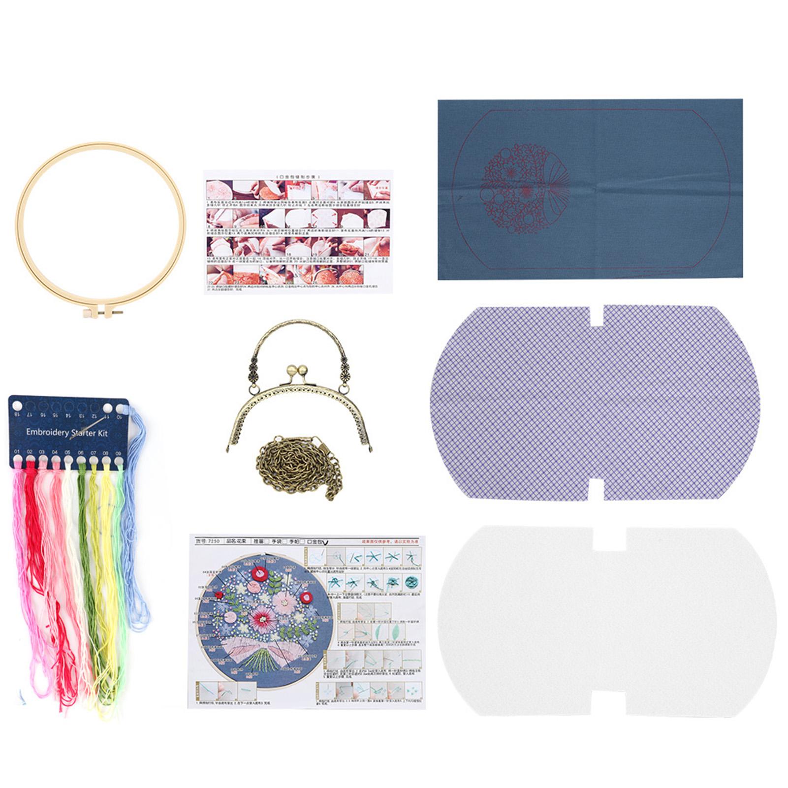 

Сумка с вышивкой своими руками с цветочным узором, переносная сумка с перекрещивающимися нитками 16,5 см(незаконченный) Bouquet