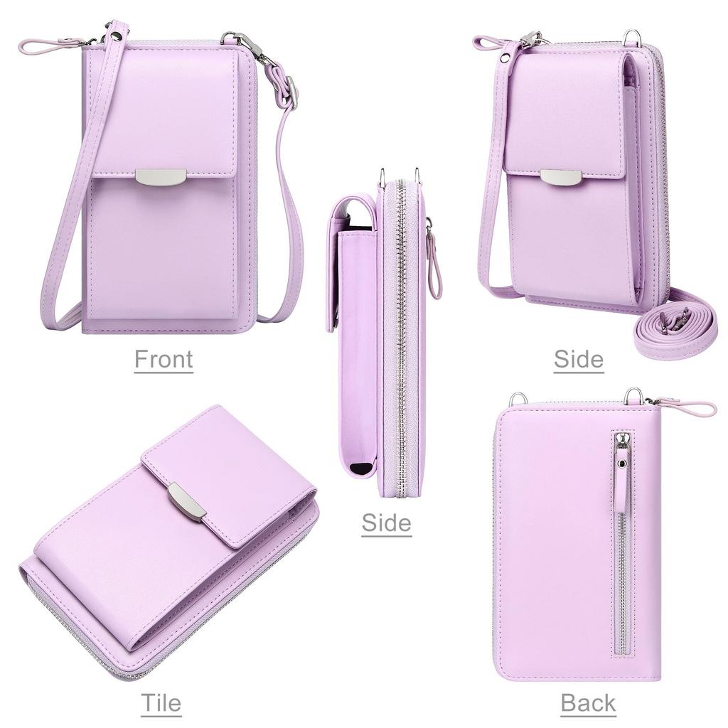 KUKOO Small Crossbody Bag with Cell Phone Wallet and Credit Card Slots for Women, A - Purple, Upgraded Zipper, One Size
