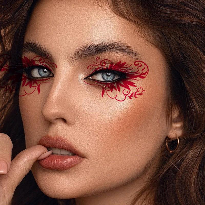 10Pairs Halloween Tattoo Stickers Black Temporary Tattoos Eye Corner Sticker For Halloween Makeup Realistic Face Tattoo Body