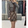 Slimming Plaid Woolen Skirt for Women - Elegant Korean Style, Knee-Length, Anti-Exposure