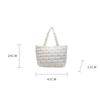 Large Capacity Shoulder Bag Cute Sweet Bow Prints Handbag Soft Puffer Tote Bag Women Commute Casual Simple Storage Bag