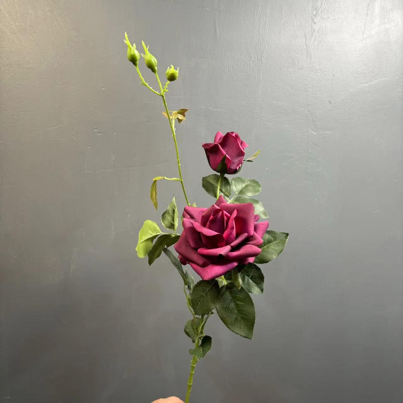 

High-Grade Artificial Single Rose for Wedding, Home & Hotel Decor пурпурно красный