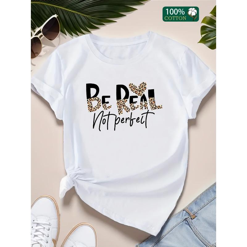European Size BE REAL Letter Home, Leisure, Fashion, Versatile, Commuting, S,  And Comfortable S Heavyweight Pure T-shirt