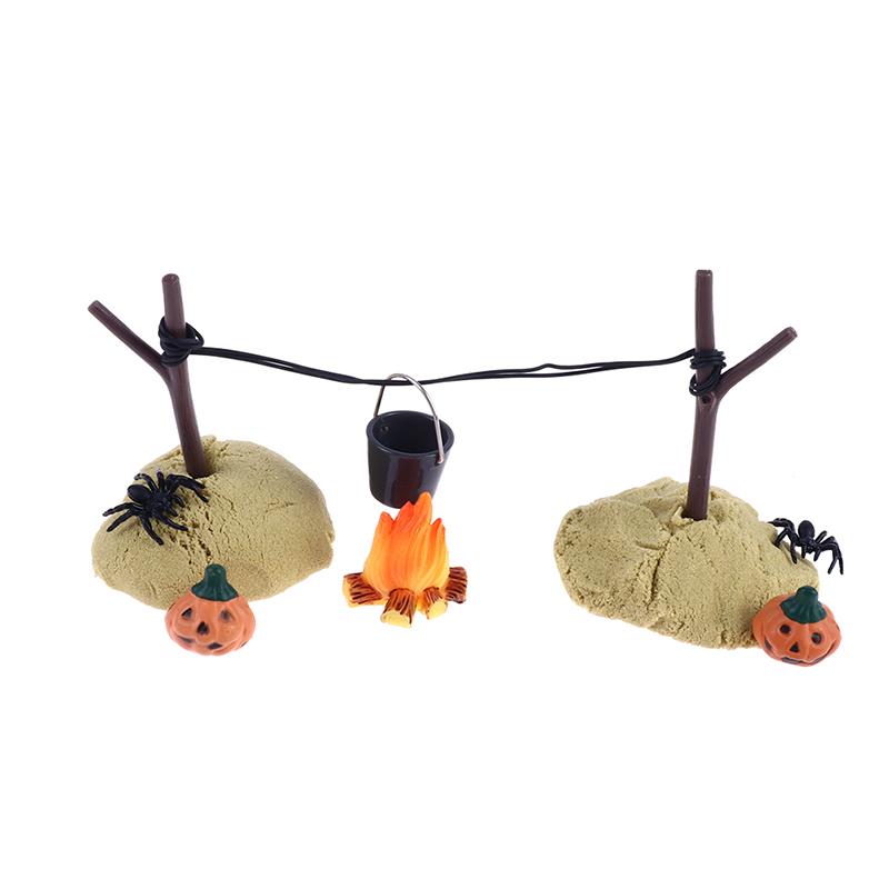 1Set 1:12 Puppenhaus Miniatur Halloween Horror Dekor Spielzeug Fledermaus Schädel Kopf Besen Spinne Kürbis Kopf Zauberbuch Ornament Diy Spielzeug