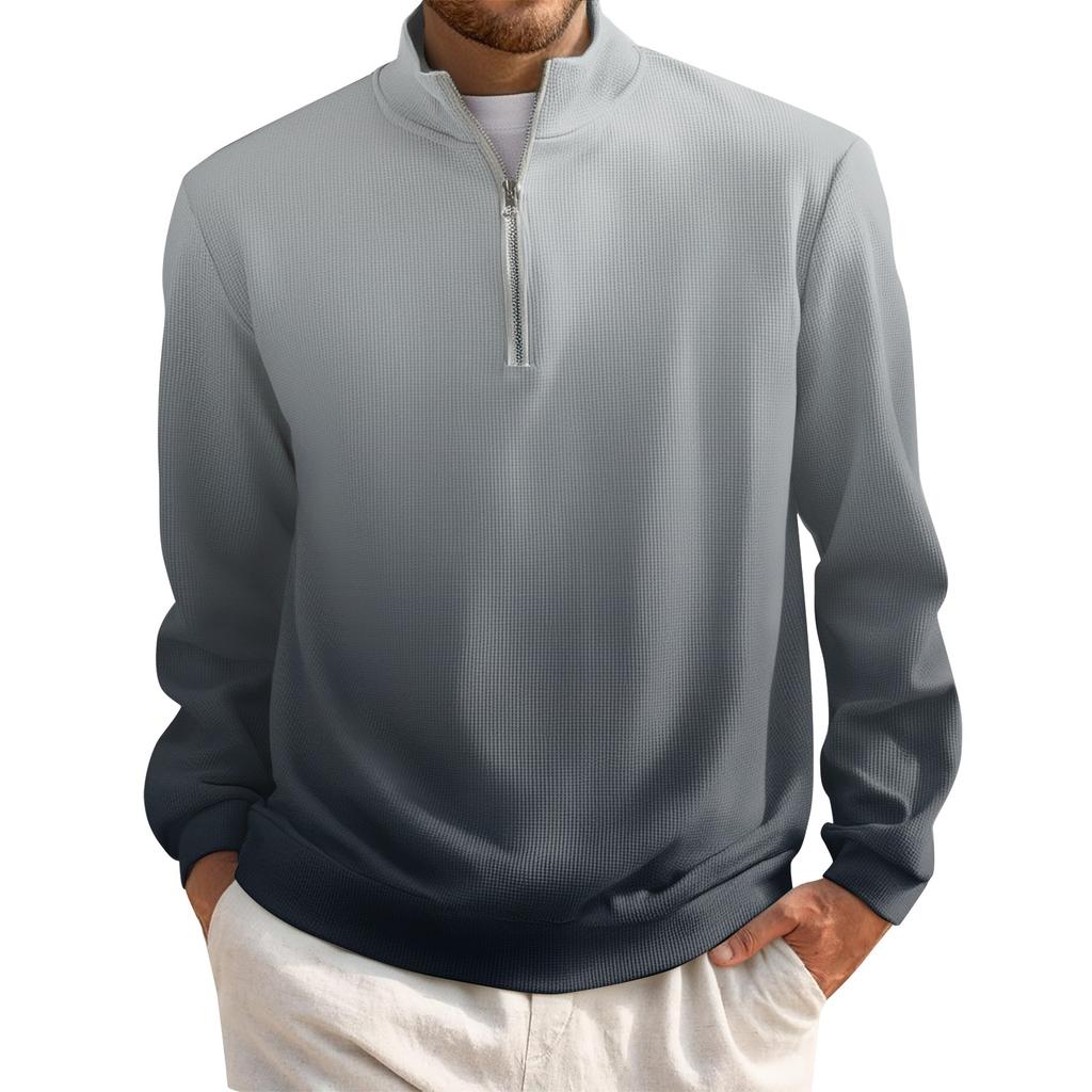 Men's Short Zip Pullover Turtleneck Long Sleeve Top