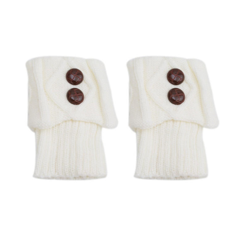 Women Winter Leg Warmers Lolita Sweet Girl Buttons Crochet Short Leg Warmers for Boot Lady Boot Knee High Boots