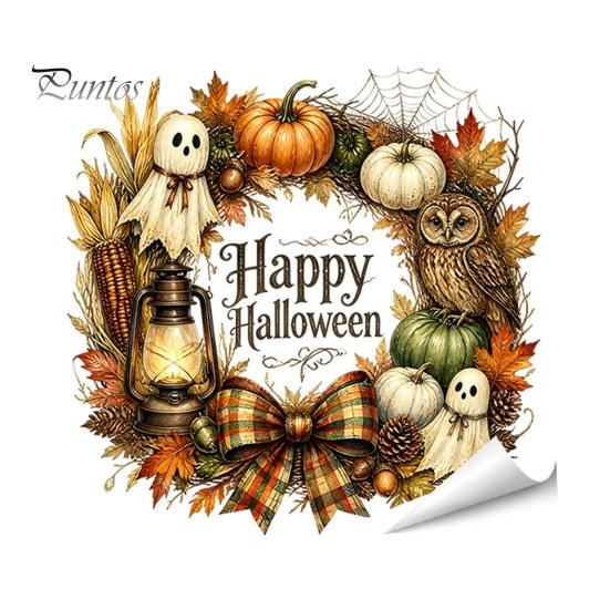 Holiday Atmosphere Window Embellishments Halloween Static Sticker, Castle/Bat/Pumpkin/Bouquet Printed, PVC Waterproof Festive Autumn Festival