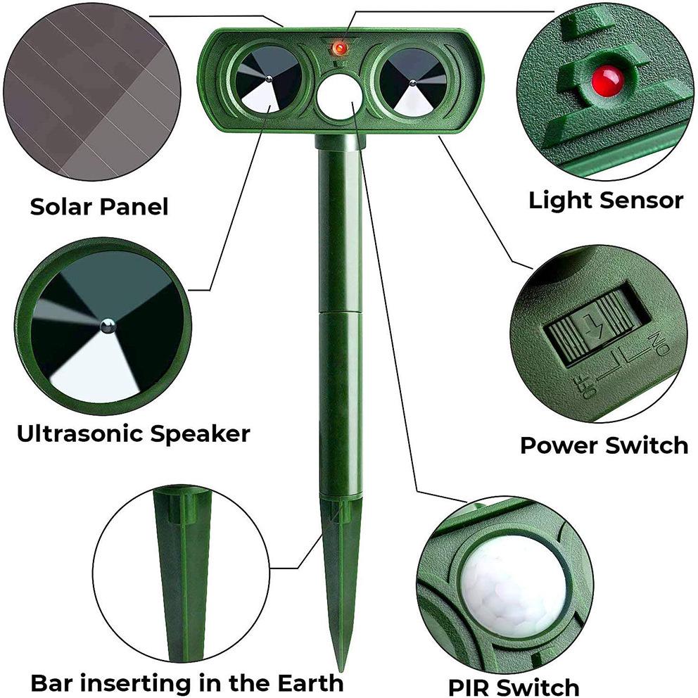 Solar Animal Repeller: Mouse, Snake, Dog, Cat, Bird Outdoor Infrared Strobe