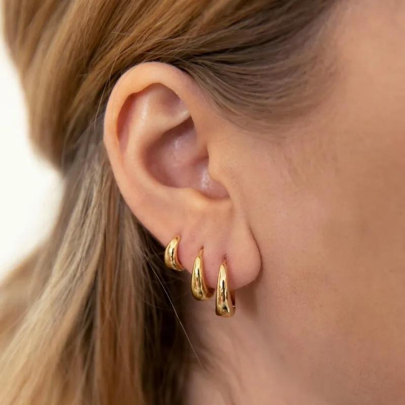 3 Pairs Small Gold Hoop Earrings Set for Women,  Plated Huggie Hoop Earrings for Multiple Piercing Dainty Hoop Earrings