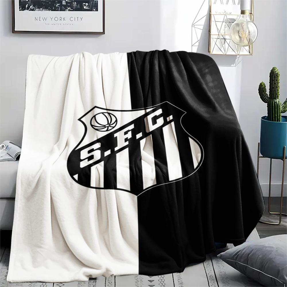 1Pc Santos FC Print Flannel Blanket High Quality Warm Comfortable Cover for All Seasons Perfect for Gifts Home Decor