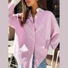 Casual Vintage Striped Long Sleeve ShirtsWomen Loose Lapel Single Breasted Oversize Blouse Fashion Versatile Daily Tops