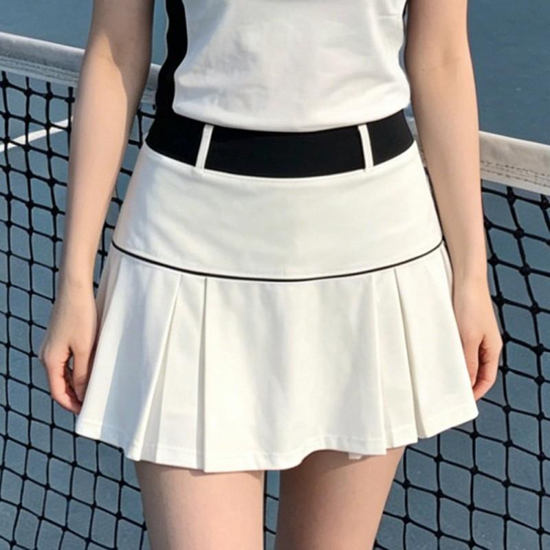 Womens Sport Suit Set Short Sleeve Tennis Golf Outfit Quick Dry Breathable Skirt Top With Inner Lining