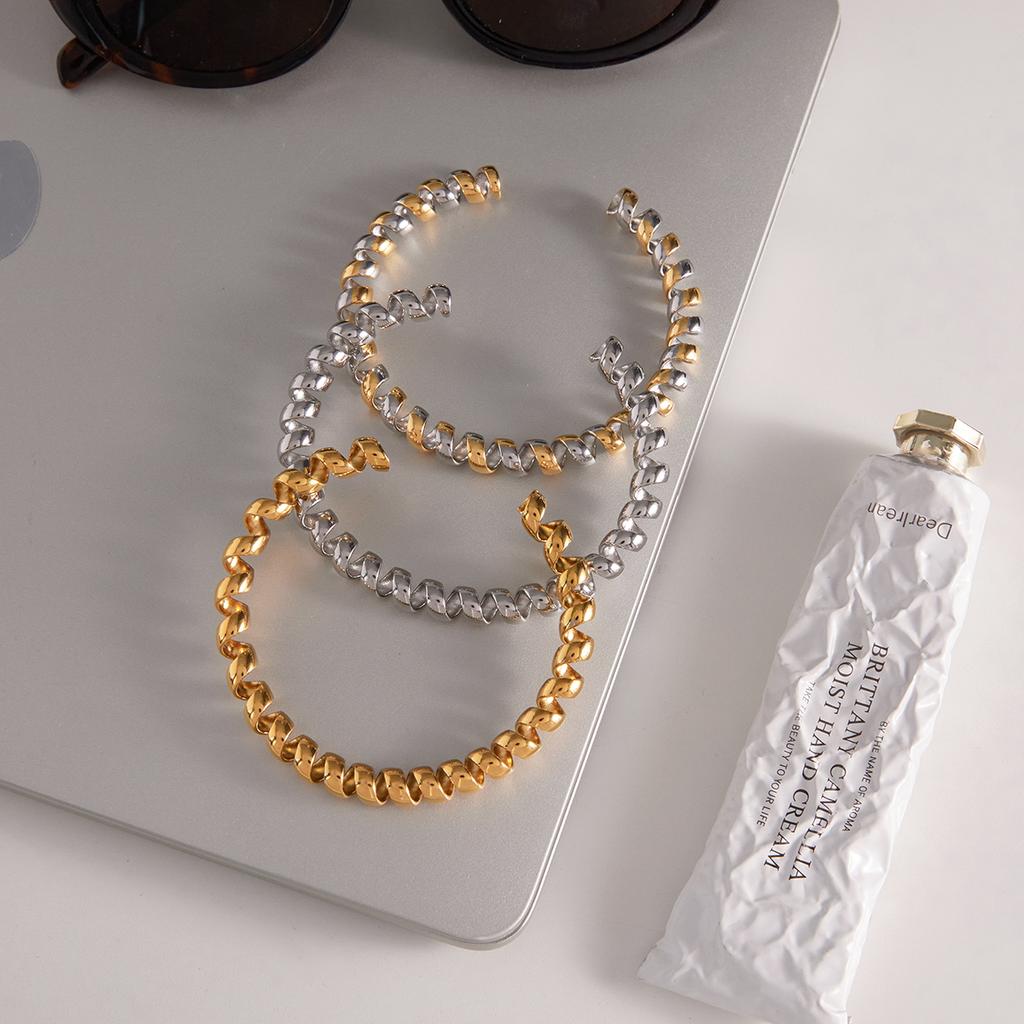 Youthway Minimalist Wire Chain Cuff Bracelet For Women  Gold Plated Stainless Steel Open Bangle Simple Fashion Jewelry Gift