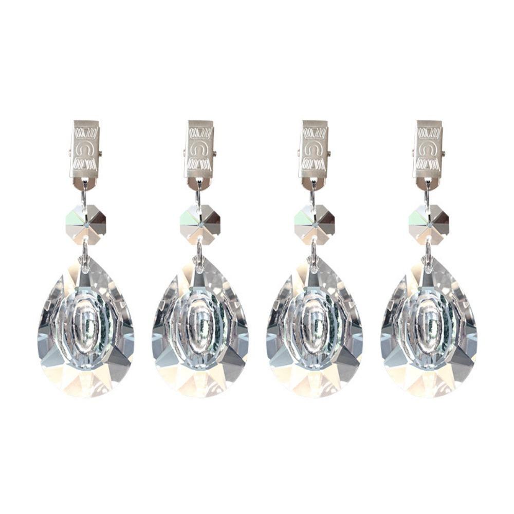 

4PCS With Metal Clip Glass Table Cover Pendant Decorative Table Cover Holder Tablecloth Clip Party Style F