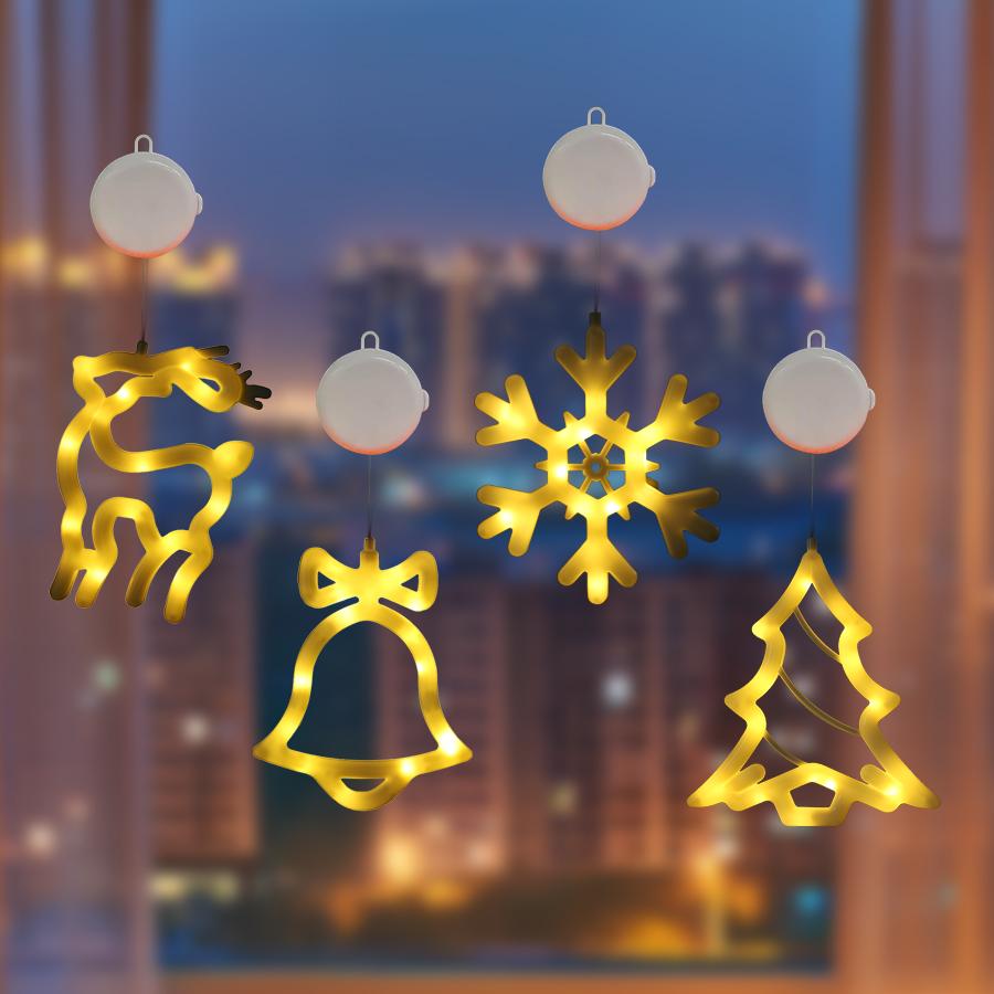 LED Christmas atmosphere decoration suction cup light, can adsorb glass and hang, color light/warm light optional