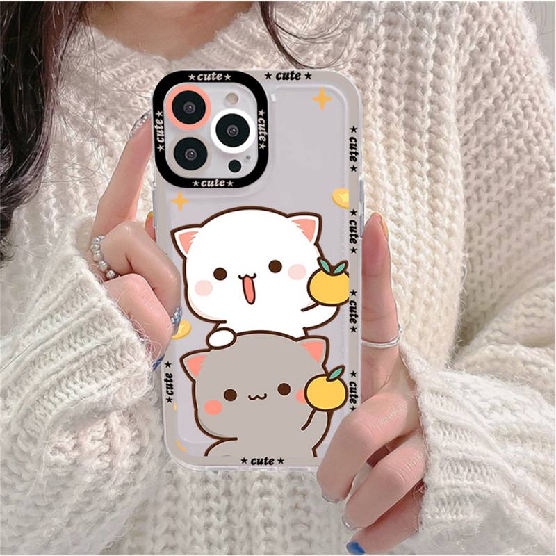 

Fun Cartoon Peach Mochi Cat Phone Case for iPhone 11 12 13 Mini Pro Max 14 Pro Max Case shell iphone14 pro