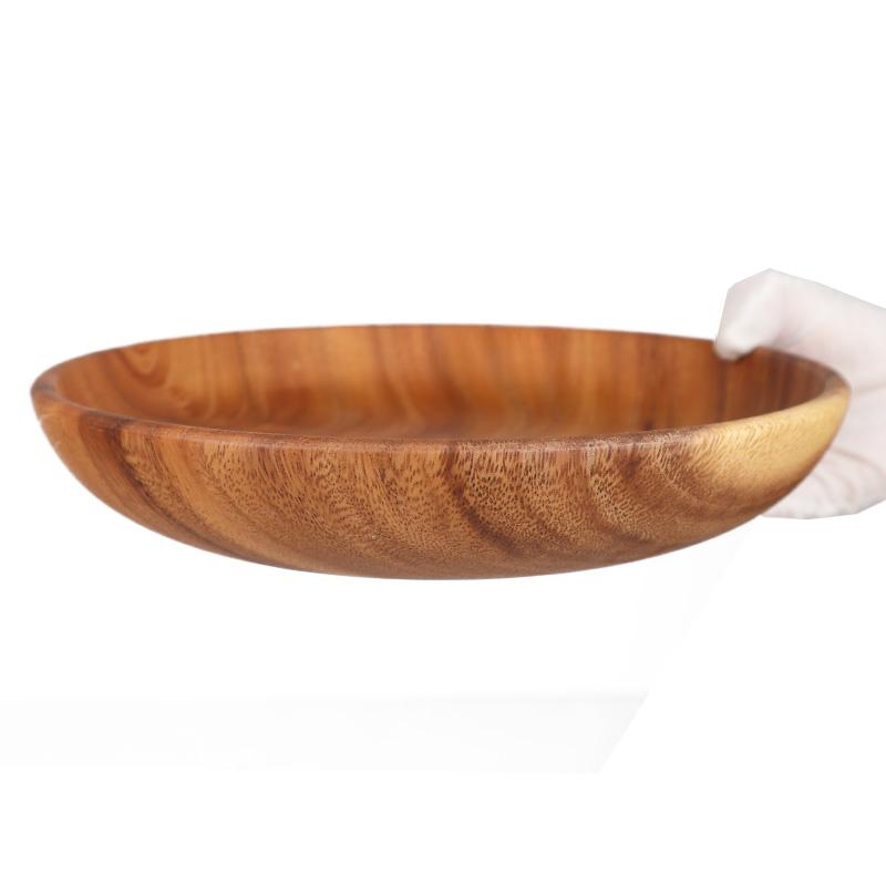 Acacia Wood Dinner Plates for Eating, Wooden Round Charcuterie Boards Serving Bowls for Food Dishes Cheese Dessert Salad