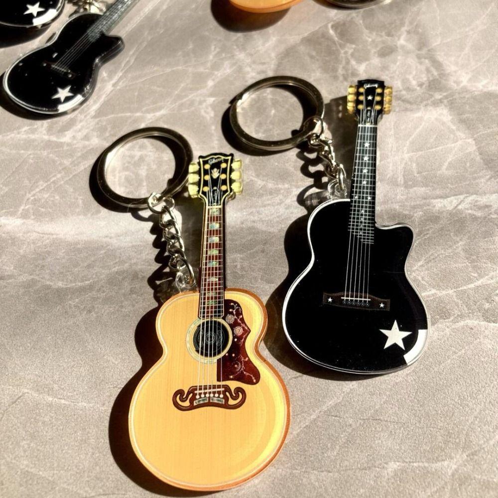 Vintage Style Wooden Guitar Charm Lightweight Acrylic Guitar Pendant Purses
