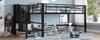 90 x 200 Halbhochbett mit Stauraumtreppe, Schwarz