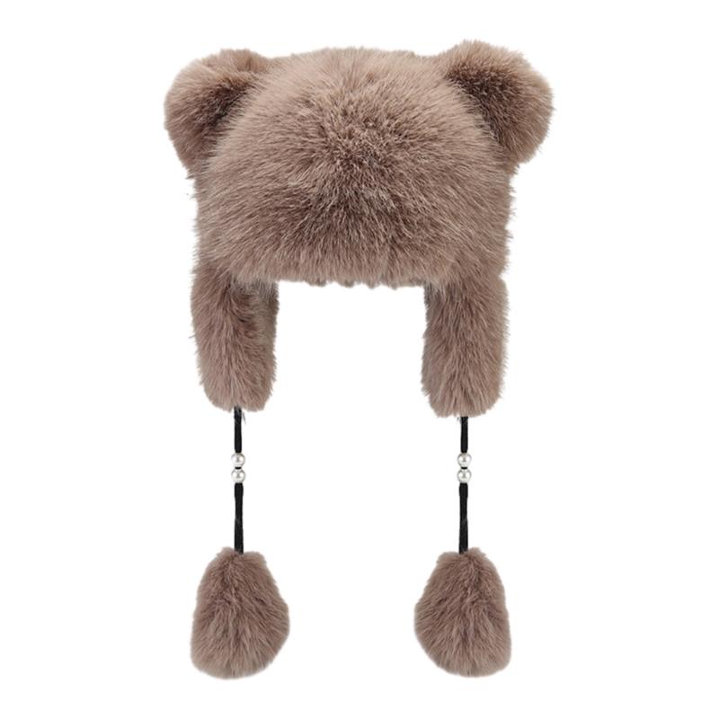 Teens Keep Warm Bear Ear Shape Hat Winter Driving Trapper Hat for Sweet Girls