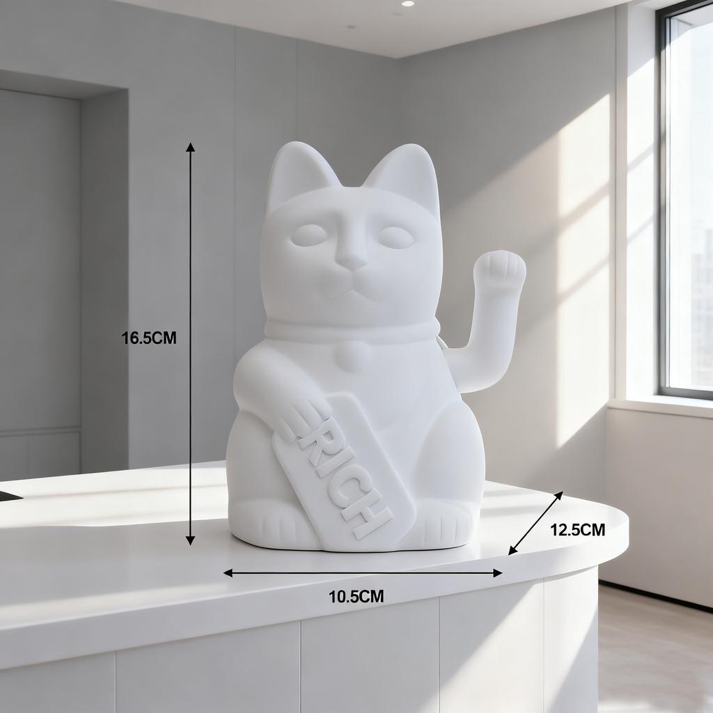 Maneki Neko Kot Szczęścia Statuetka Machająca Fortuną Przywołujący Kot z Monetą Japoński Talizman Szczęścia do Domu Biura Dekoracja Żywiczna Prezent
