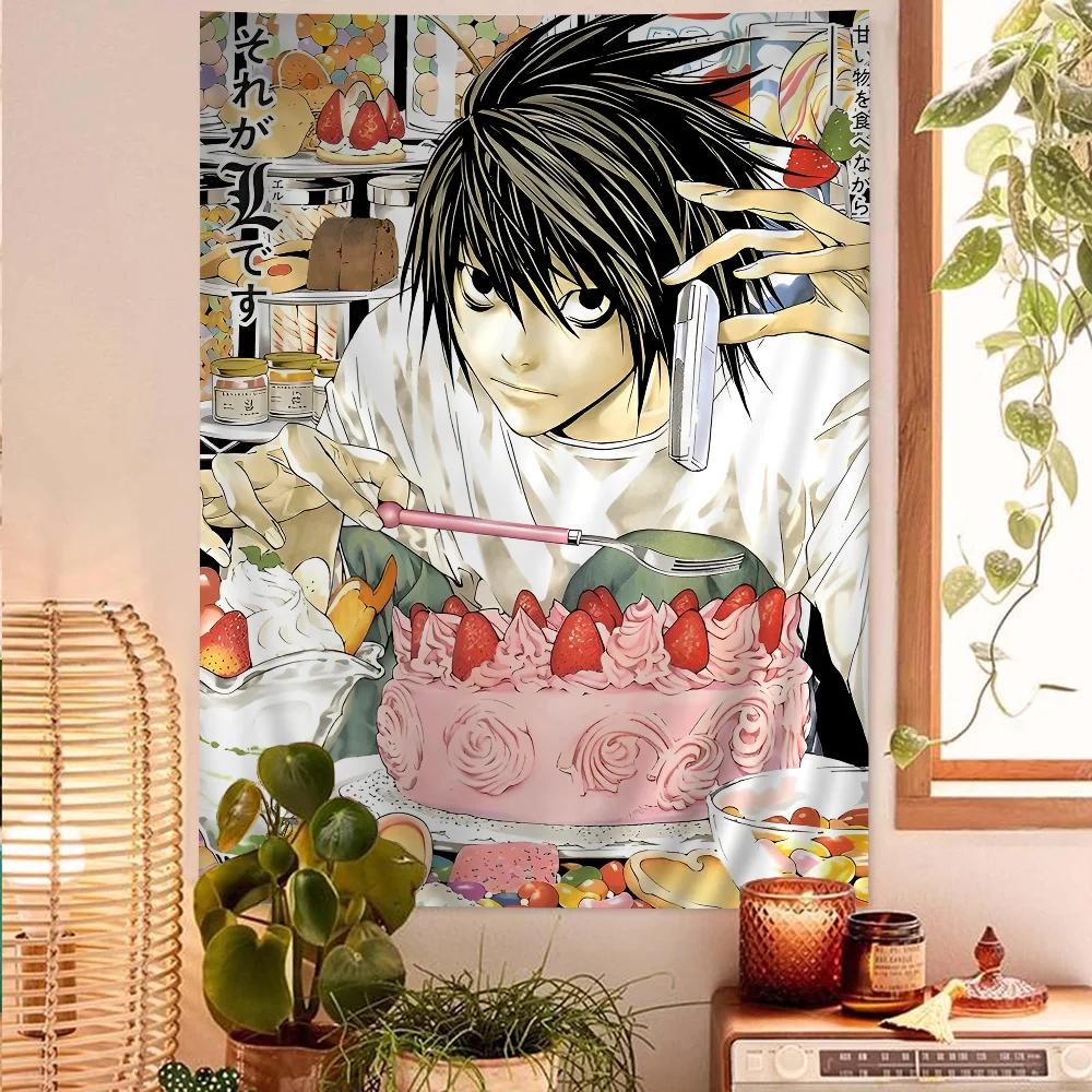Anime Death Note DN L Barevná tapiserie na stěnu Bohémské nástěnné tapiserie Mandala Nástěnné plachty