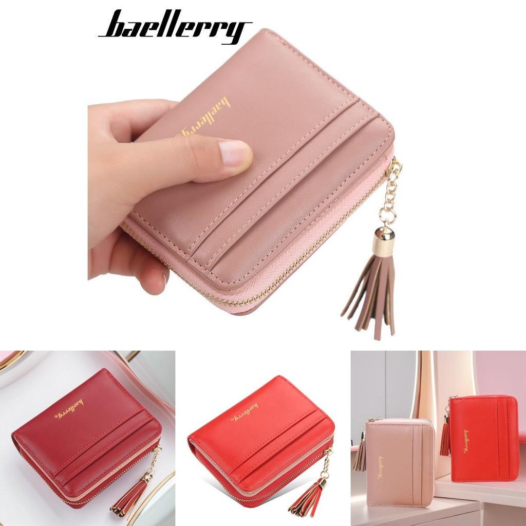 Womens Short Wallet Pu Leather Multicard Holder With Tassel Decoration For Daily Use