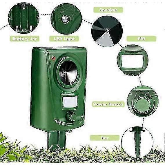 Ultraschall-Katzenabwehrgerät für Garten und Bauernhof, batteriebetrieben, Tierabwehr mit 3 Batterien, Outdoor-Schädlingsbekämpfungslösung