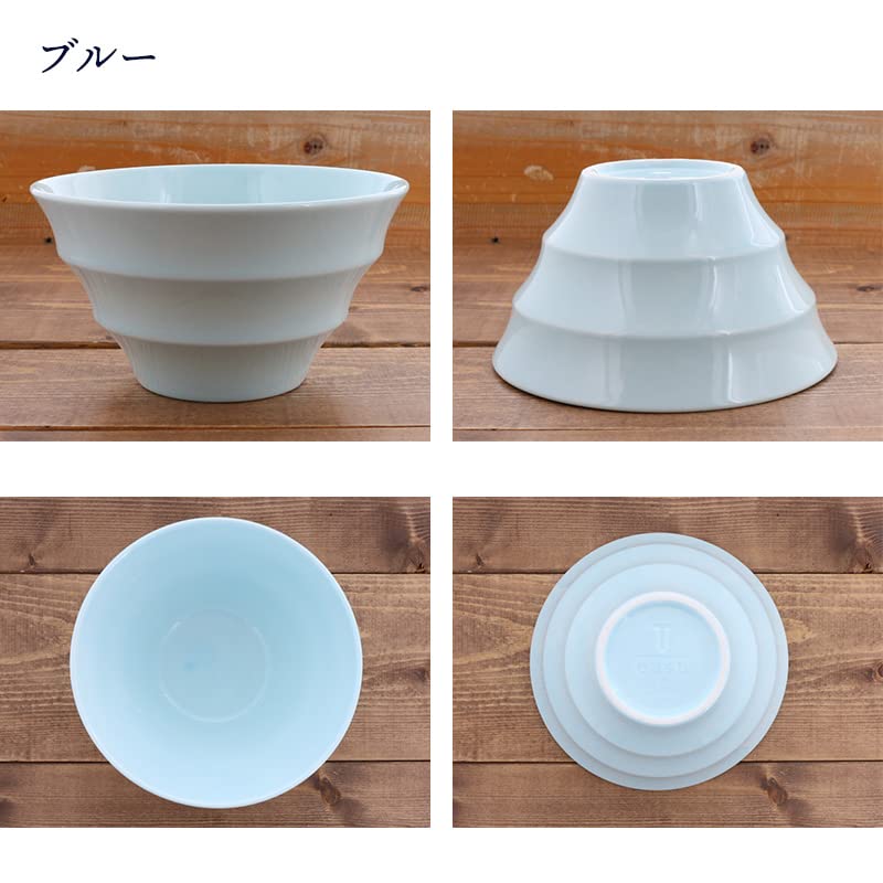 Masa EAST Bol pentru ramen, usor, 19 cm, chenar de culoare, vesela Mino, albastru 712-028-03, fabricat in Japonia, elegant, sigur la cuptorul cu microunde, lavabil pentru masina de spalat vase
