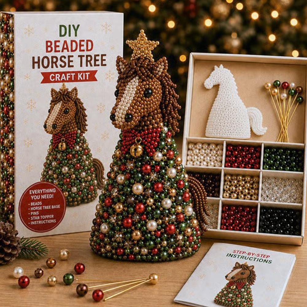 2026 NEW Animal-Themed Christmas Tree Making Kit Mini 3D Pearl Christmas Tree Desktop Decor Christmas DlY Craft Supplies Creati