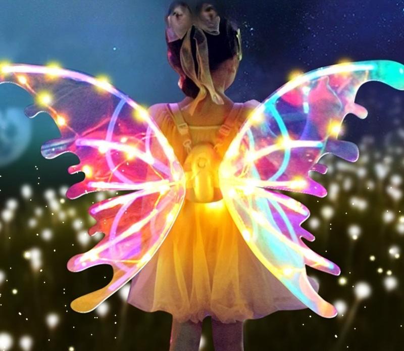1PC Battery Powered Dreamy Fairy Wings Costume Accessory Angel Wings Girl Performance Props for Kids Elf Wings Party Decorations
