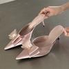Fashion Eilyken Spring Sexy Butterfly-knot Women Slipper Pointed Toe Slip On Ladies Shoes Elegant Thin Heel Mules Dress Sandals