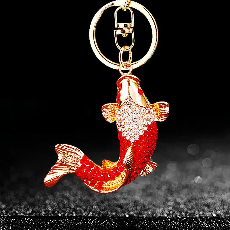 Opulent National Style Fish Keychain Adorned With Brilliant Rhinestones Ideal For Celebratory Gifts