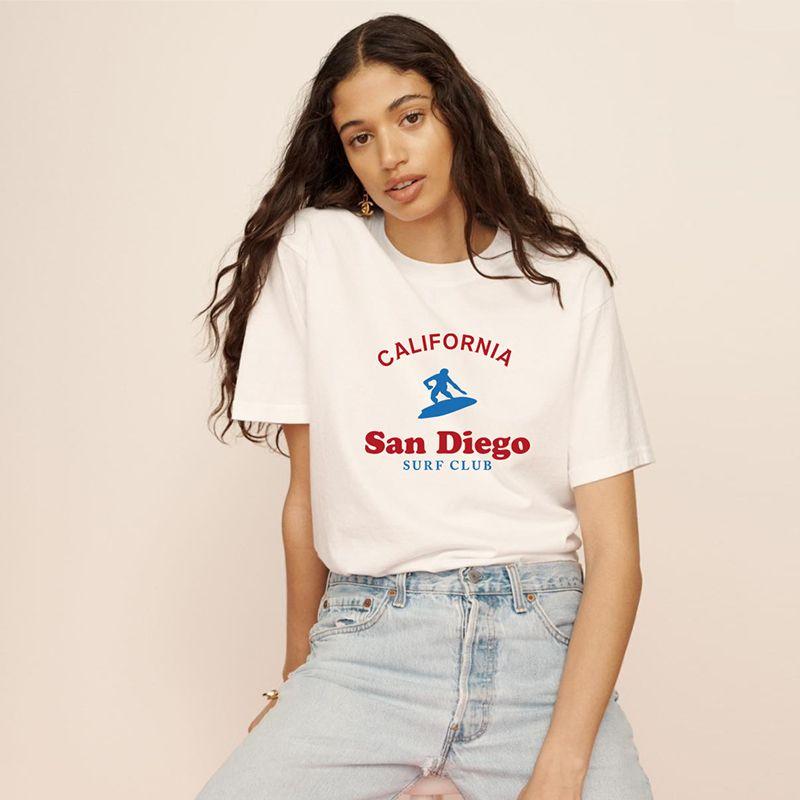 San Diego Niche American vintage California Surf Paddling Sports Letters Print Short sleeve T-shirt