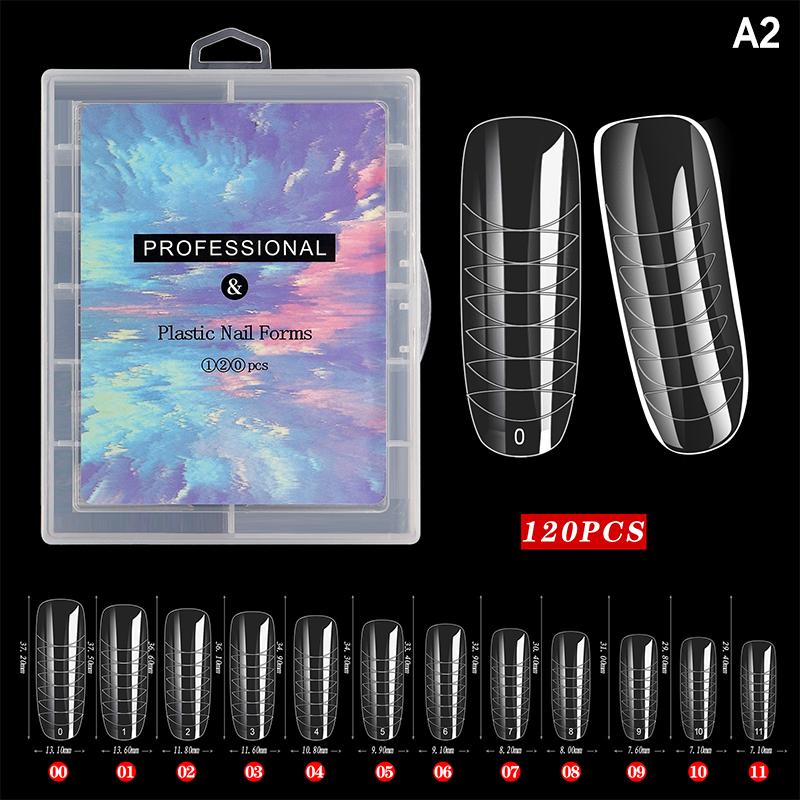120 Pcs/Set Clear Dual Forms False Nails Full Cover Quick Building Gel Mold Tips Nail Extension Molds Upper Forms For Nails Tips