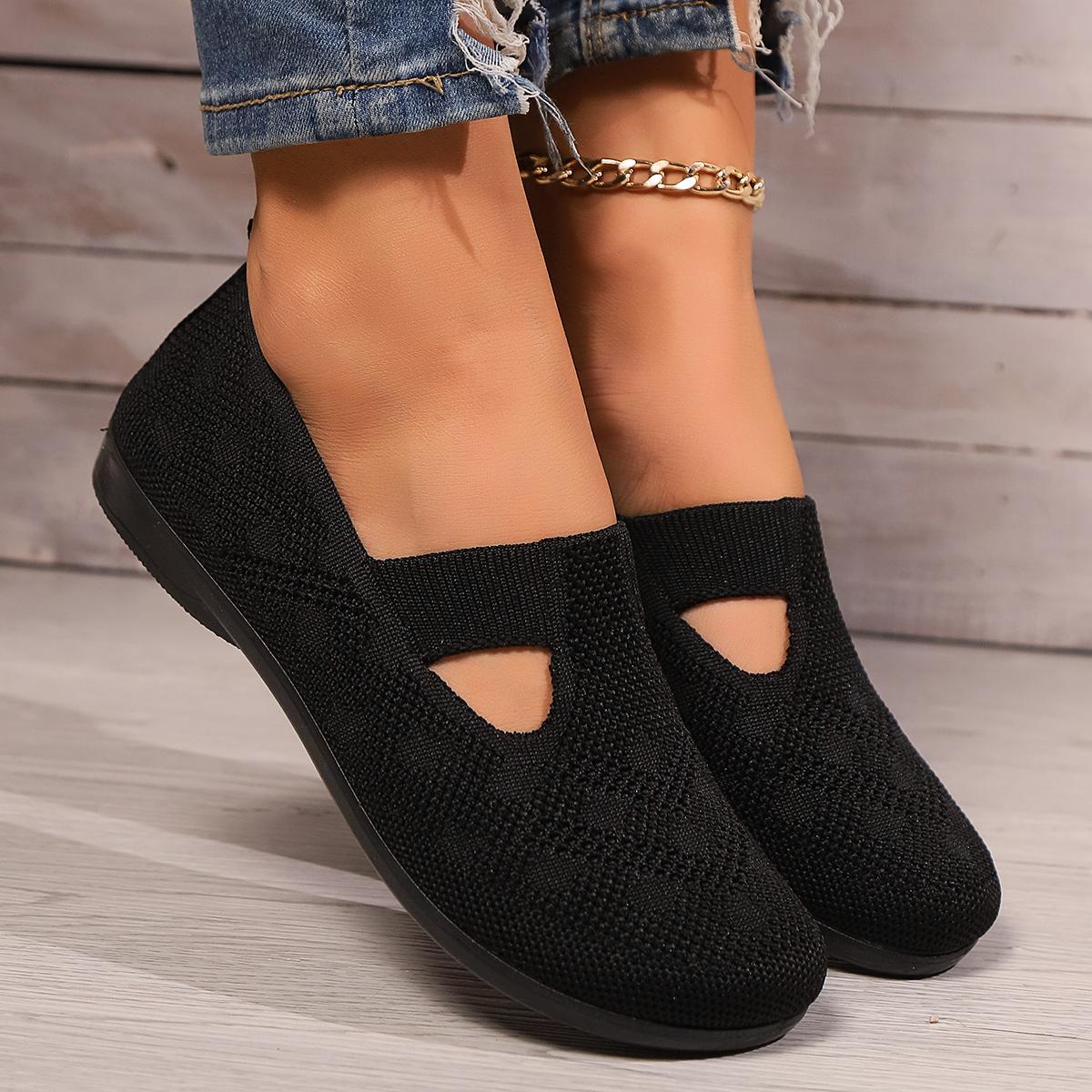 Модные женские новинки осени 2024 года простые однотонные сетчатые дышащие женские туфли на плоской подошве нескользящие модные женские туфли без застежек на плоской подошве 36 чёрный 2809₽