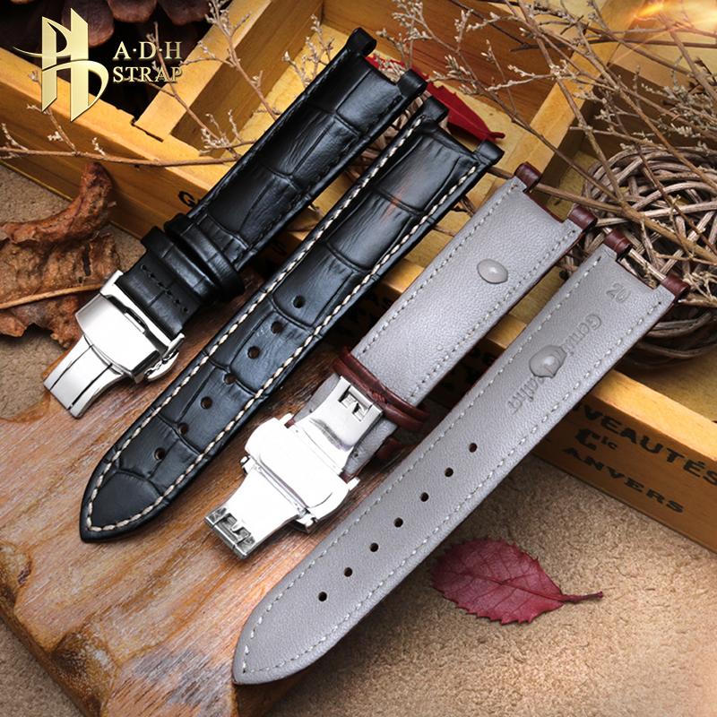 Kopfschicht Lederarmband Krokodilmuster Rindsleder für YA133309 Gales 20*11mm 22*13mm Uhrenarmband Schwarz Braun Herren Accessoires