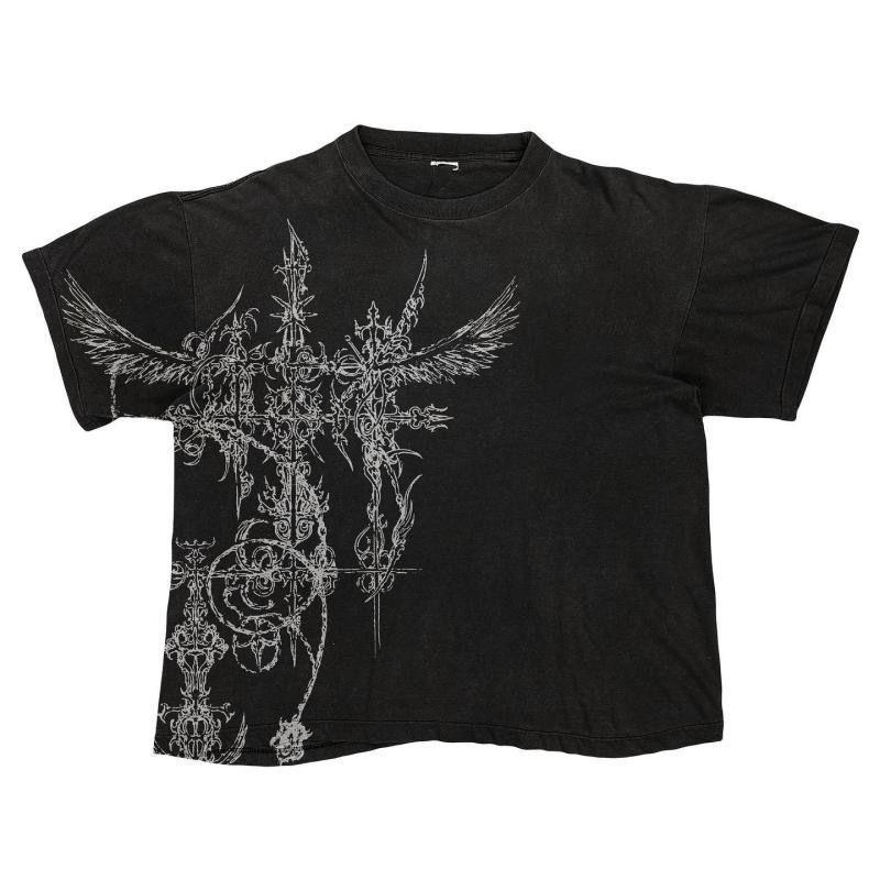 

Subculture Gothic Rock Punk Y2g Millennium Gyaru Aby Tattoo Artist Tattoo T-shirt Women Light Sub-Short sleeve Top Black S